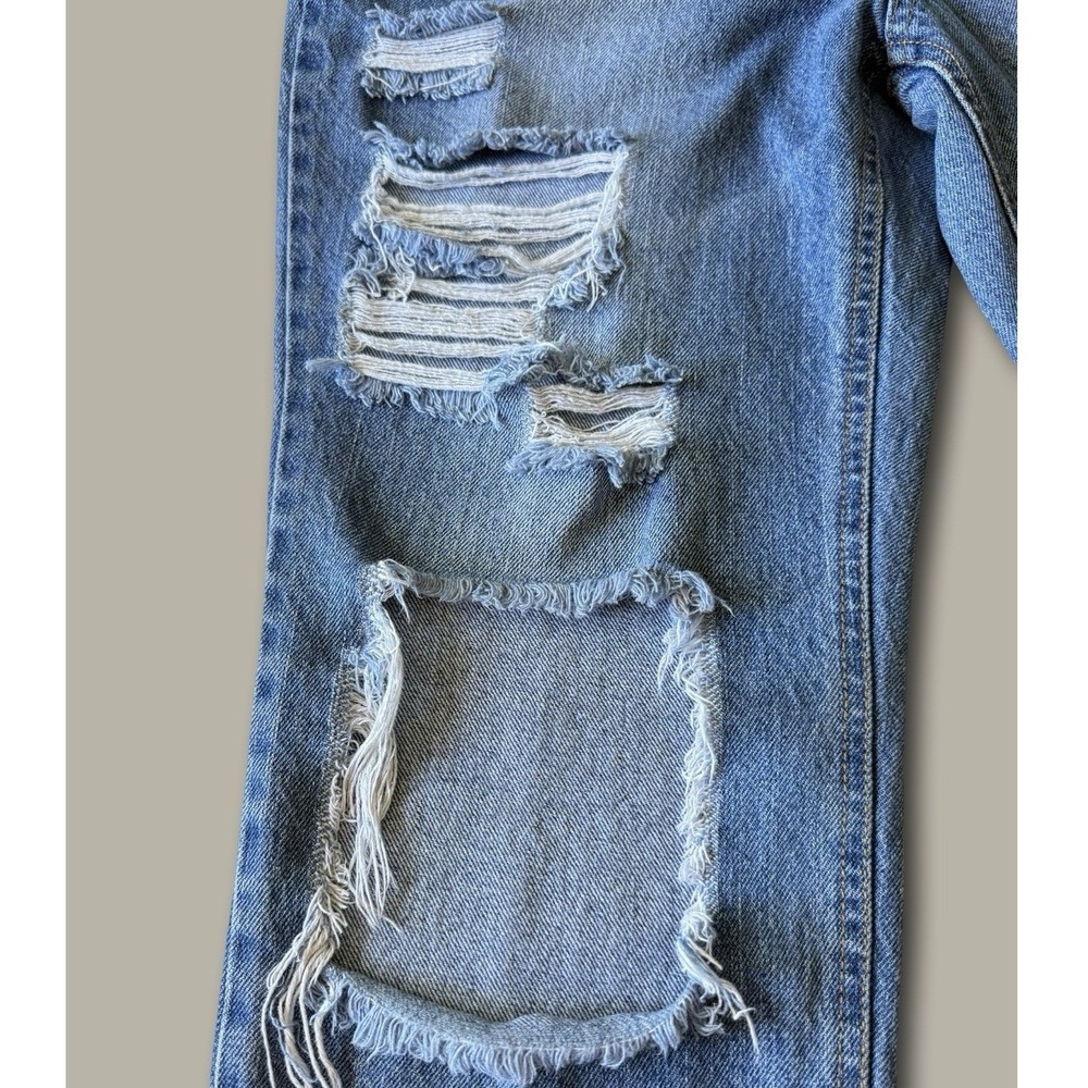 Vanilla Star 90s Boyfriend Jeans Size 7 Blue Distressed High Rise Button Fly - Picture 4 of 5